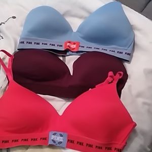 Like New Set of 3 Victoria Secrets PINK wear  bras